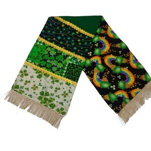 Handmade St Patricks Day Patchwork Table Runner Irish Shamrocks Gold Rainbows